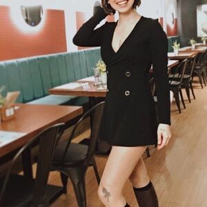 Divided Black Double-Breasted Blazer Jumpsuit skirt